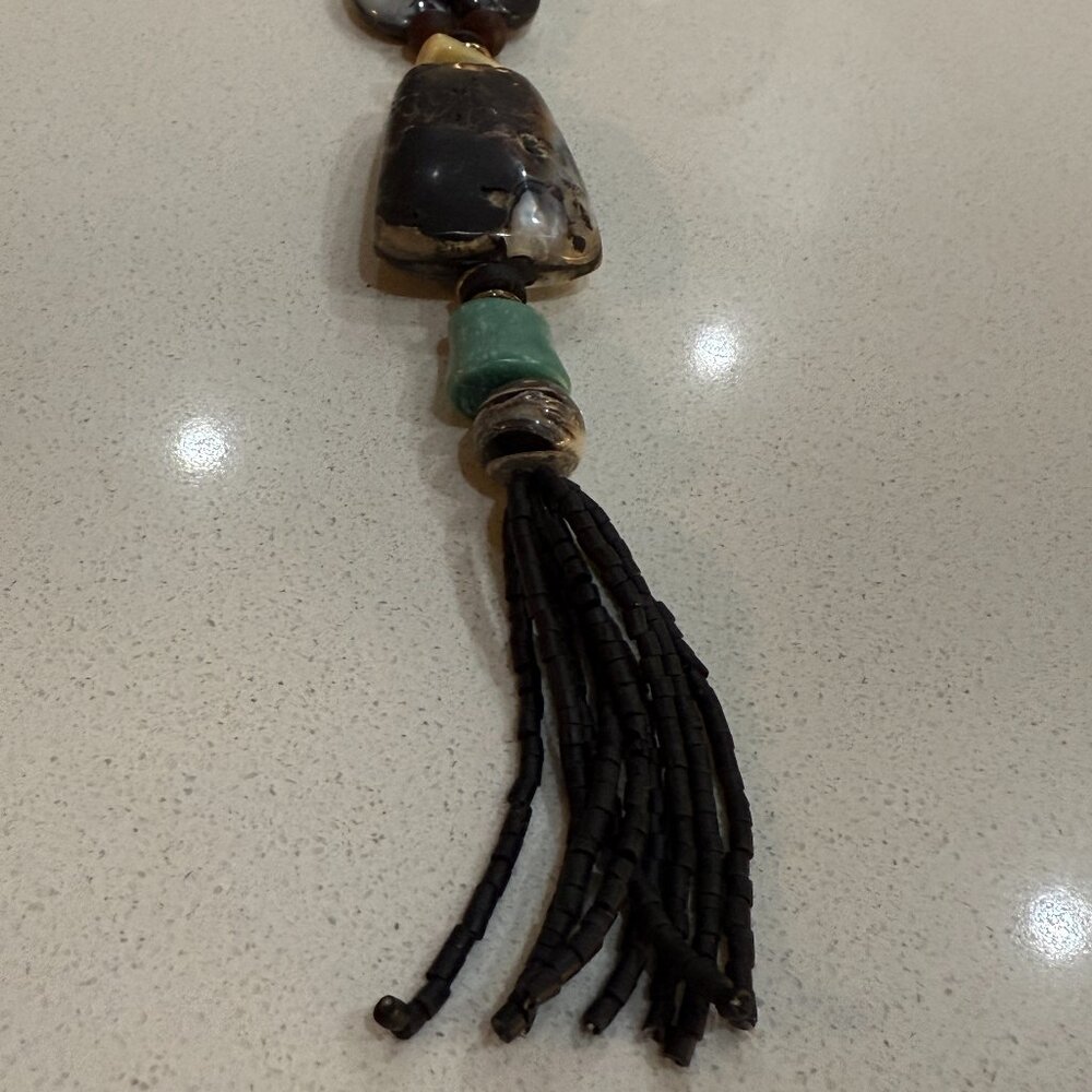 Vintage Tribal Beaded and Stone Necklace - Picture 11 of 13